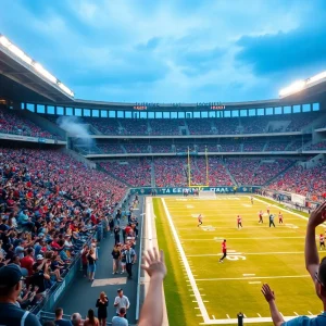 UCF football stadium with fans celebrating
