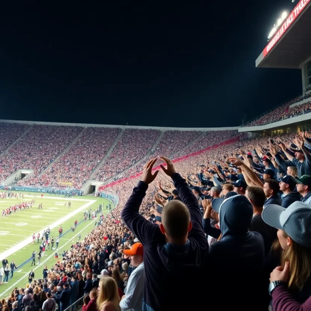 UCF Knights football fans cheering in the stadium