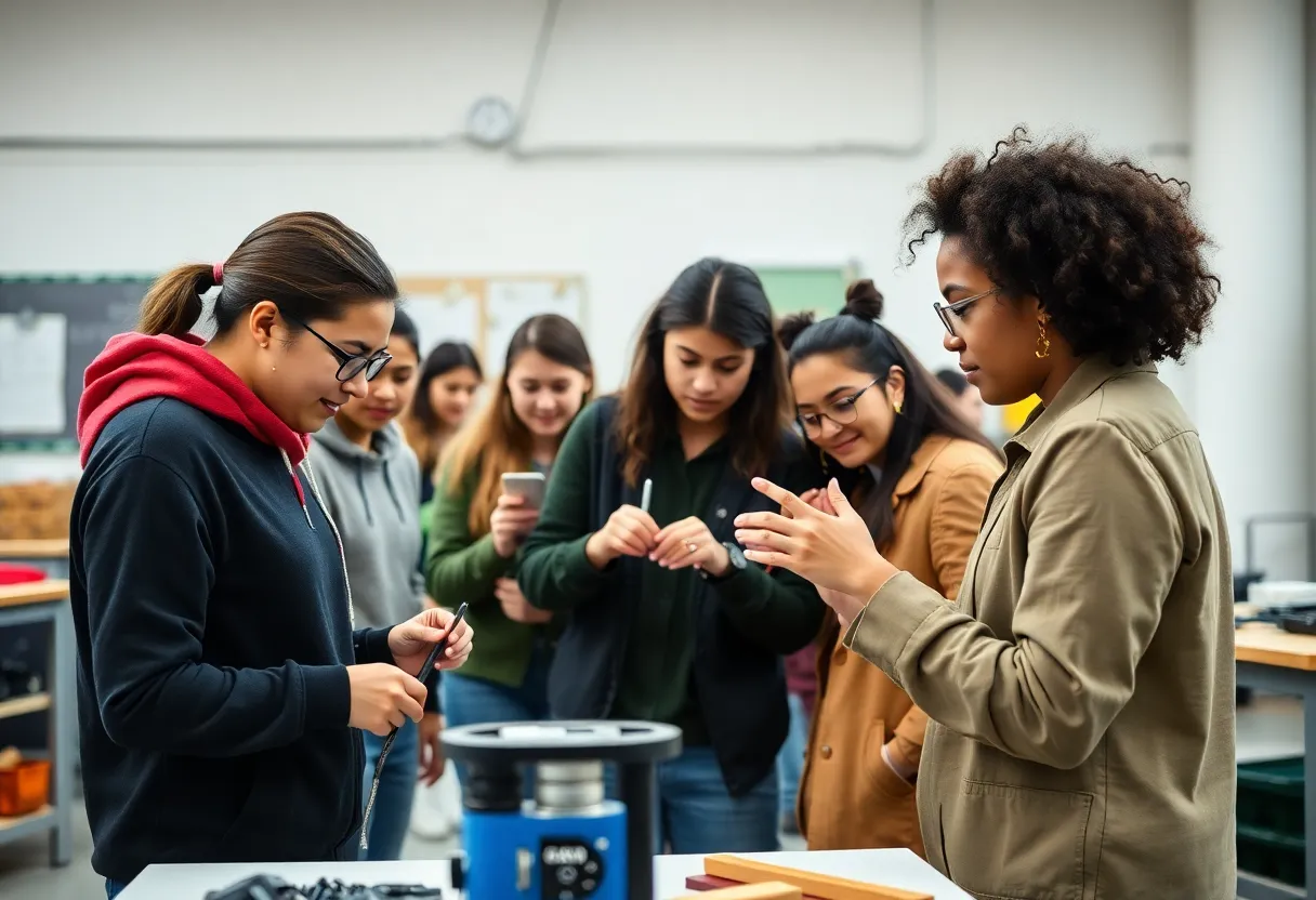 Young adults participating in vocational training.