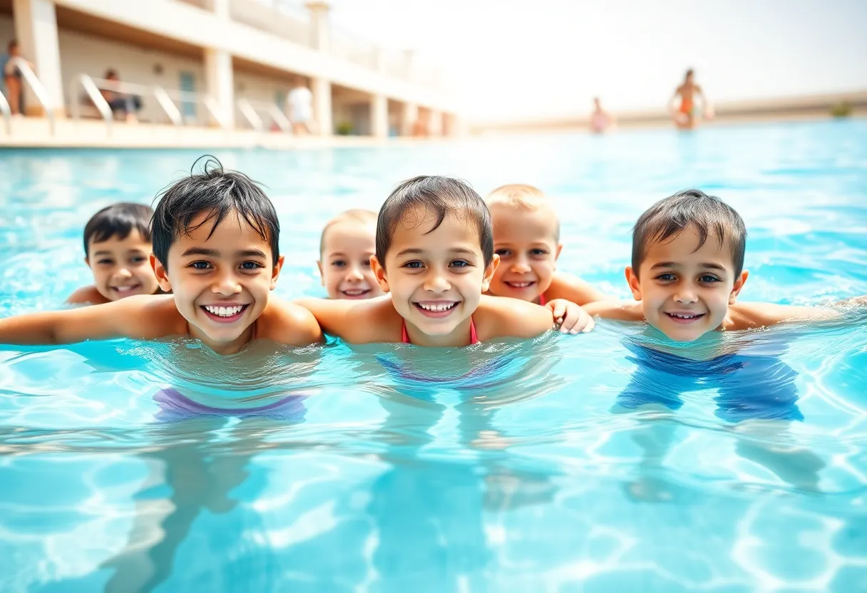 Children Learning Swim Safety