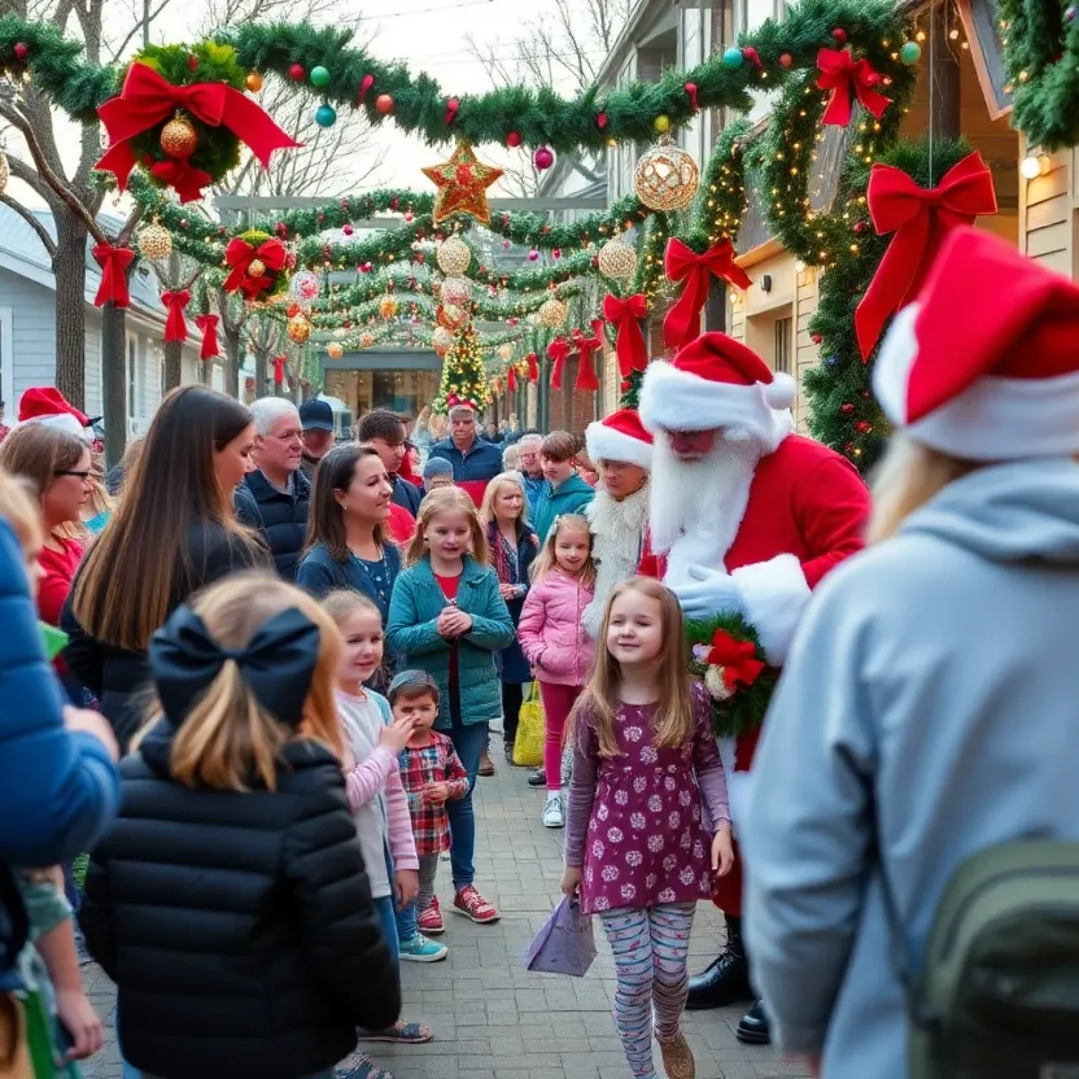 Families celebrating Christmas in July with festive activities
