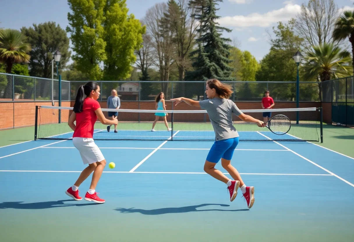 Cincinnati women's tennis team competing on the court