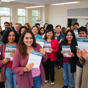 Community members gathering for immigrant rights resources
