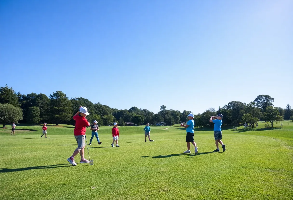 Young golfer performing on the course during the Ralph Lauren Junior Classic.