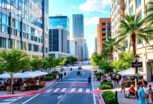 Conceptual image of downtown Orlando with new parks and streets