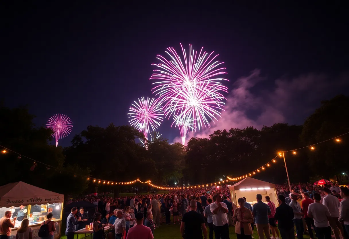 Fireworks display at Central Florida Independence Day celebration