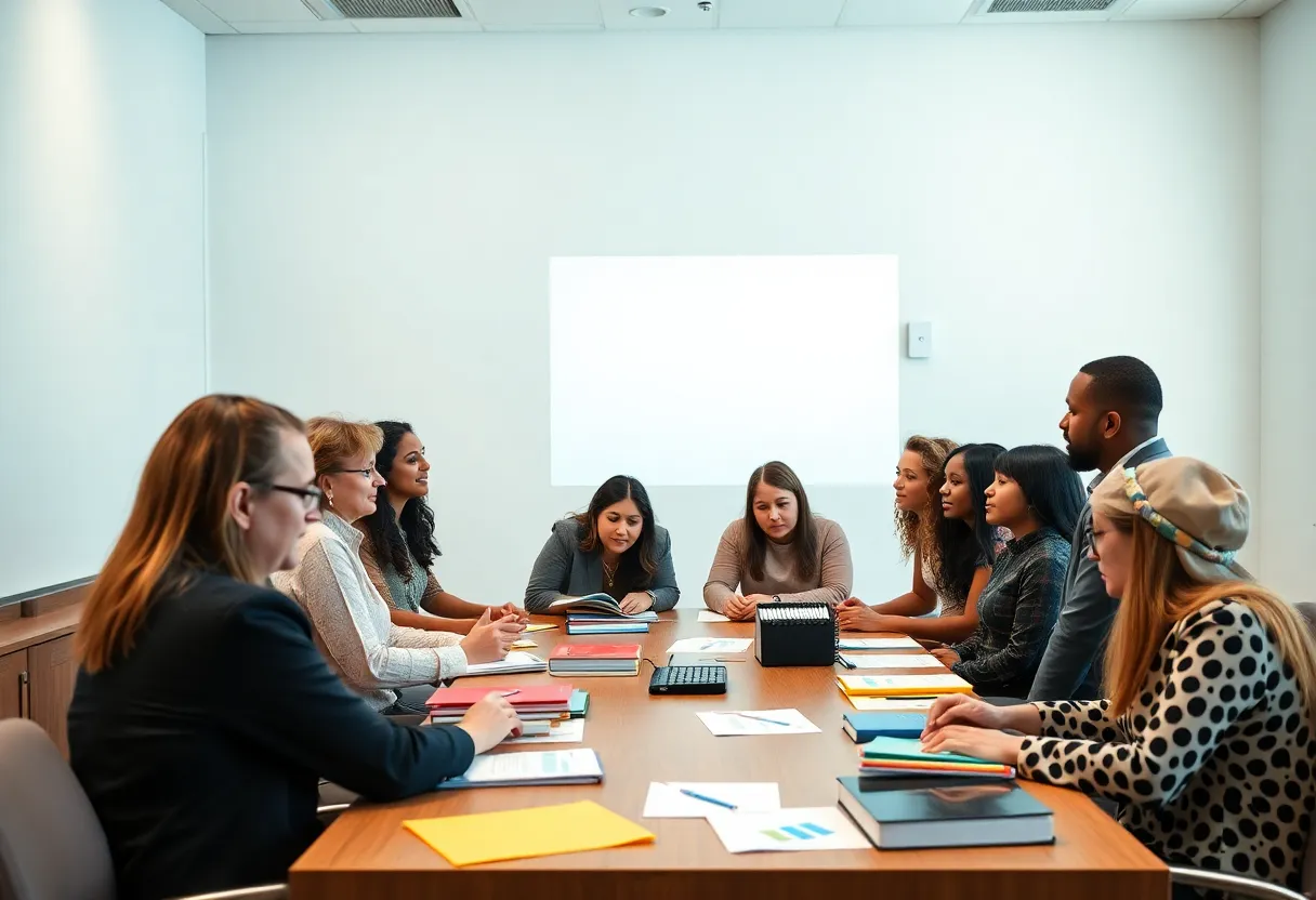 Educational leaders at a roundtable discussing public education challenges