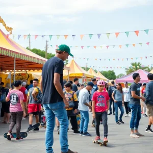 Participants enjoying the Florida Skate Heritage Fair with skateboarding activities.