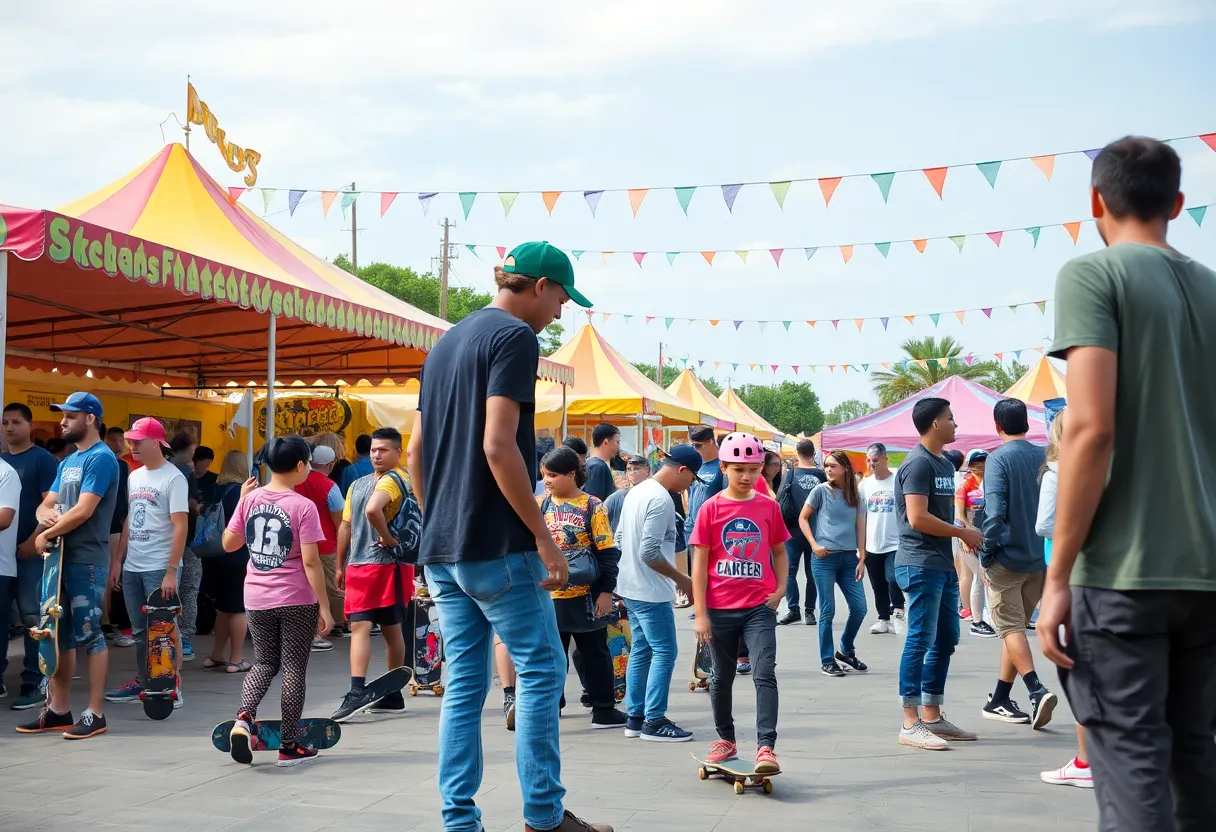 Participants enjoying the Florida Skate Heritage Fair with skateboarding activities.