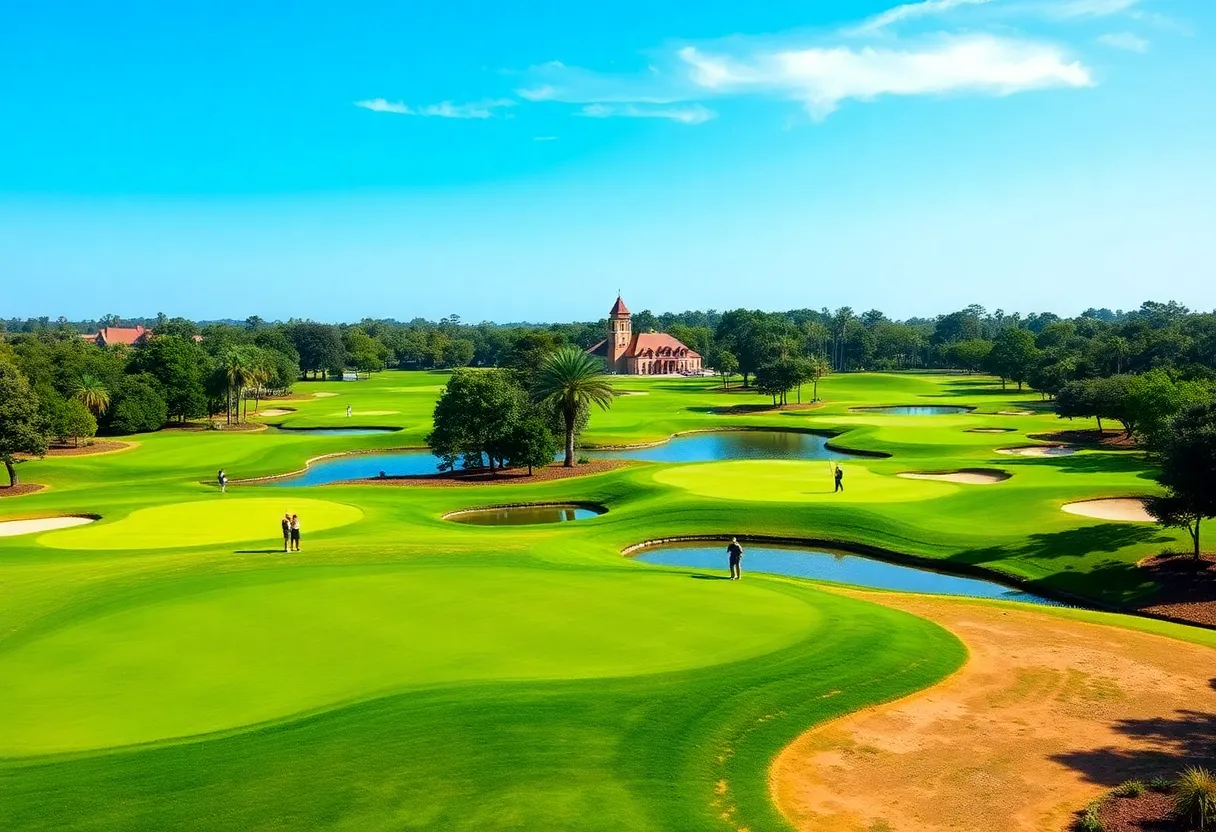 Golfers playing at Grumpy’s Gauntlet, Disney's newest golf course