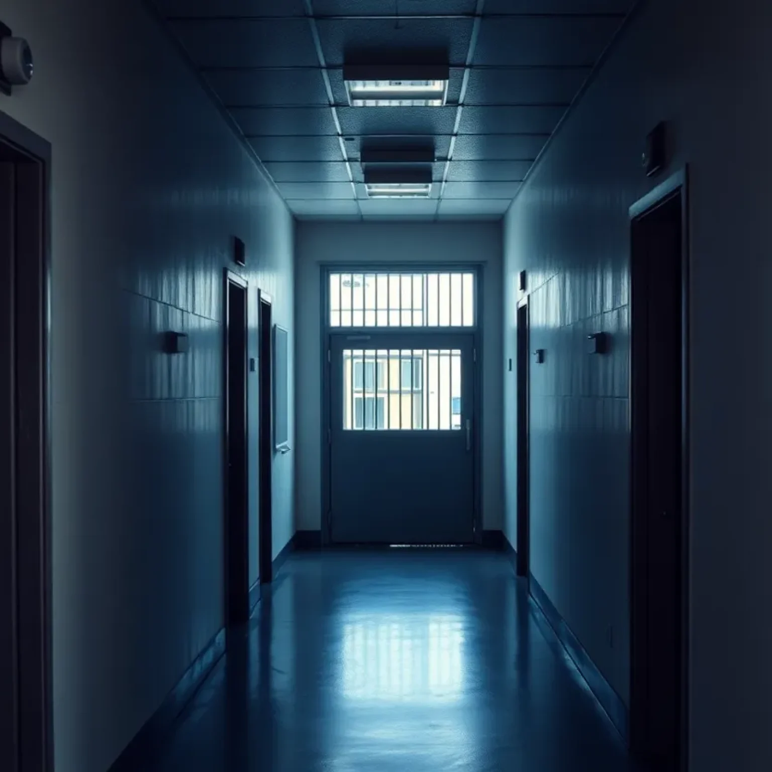 High-security immigration detention facility with bars