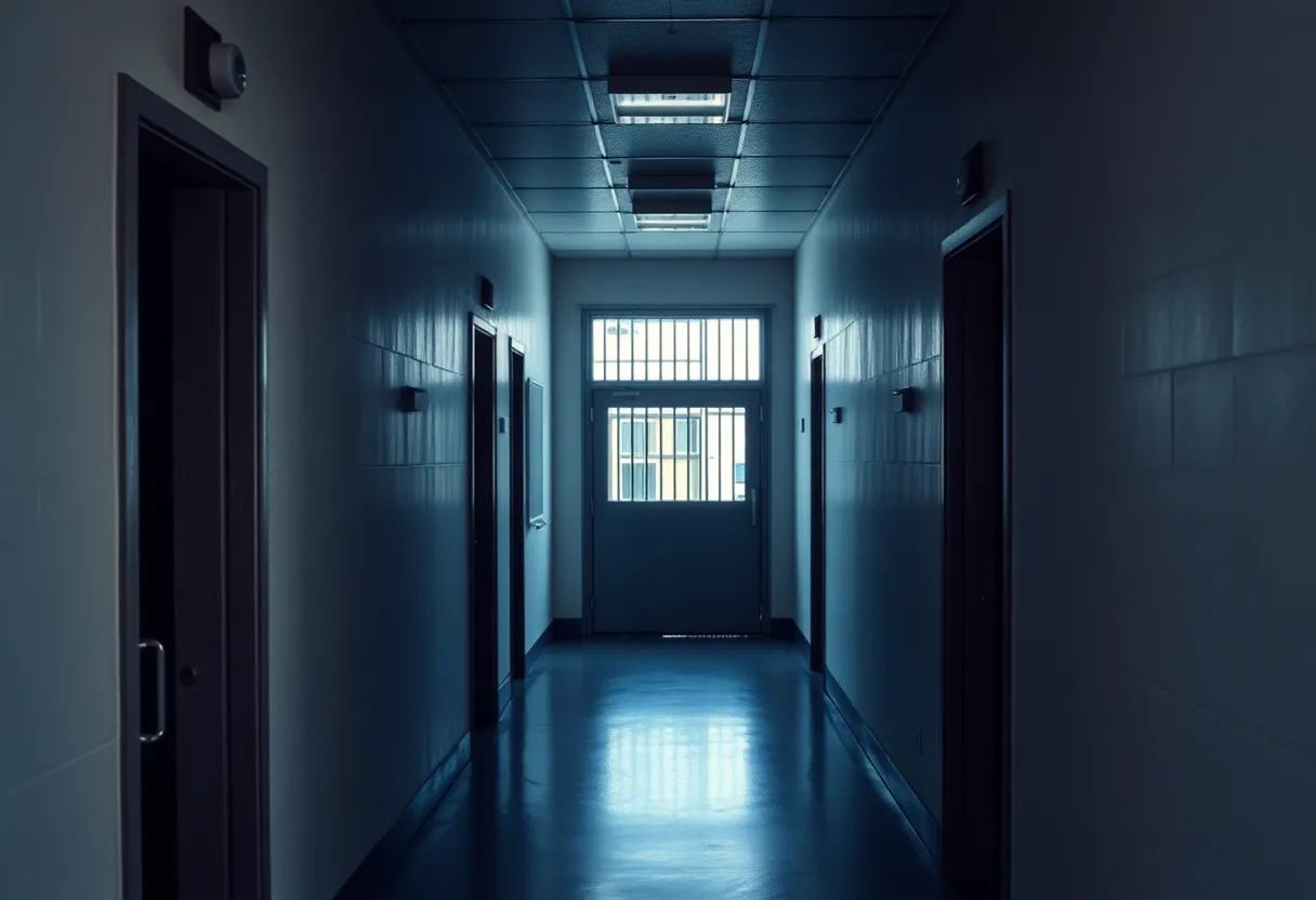 High-security immigration detention facility with bars