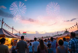 Families enjoying fireworks during Independence Day in Central Florida