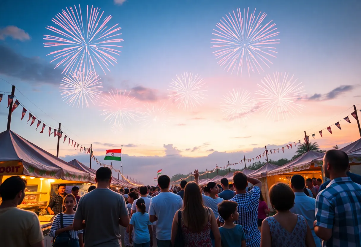 Families enjoying fireworks during Independence Day in Central Florida