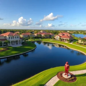 Scenic view of Isleworth, Central Florida, featuring luxury homes and lush landscapes.