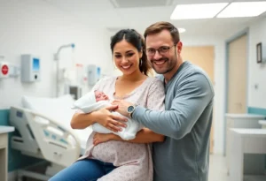 New parents celebrating the birth of their child at Lake Mary Hospital