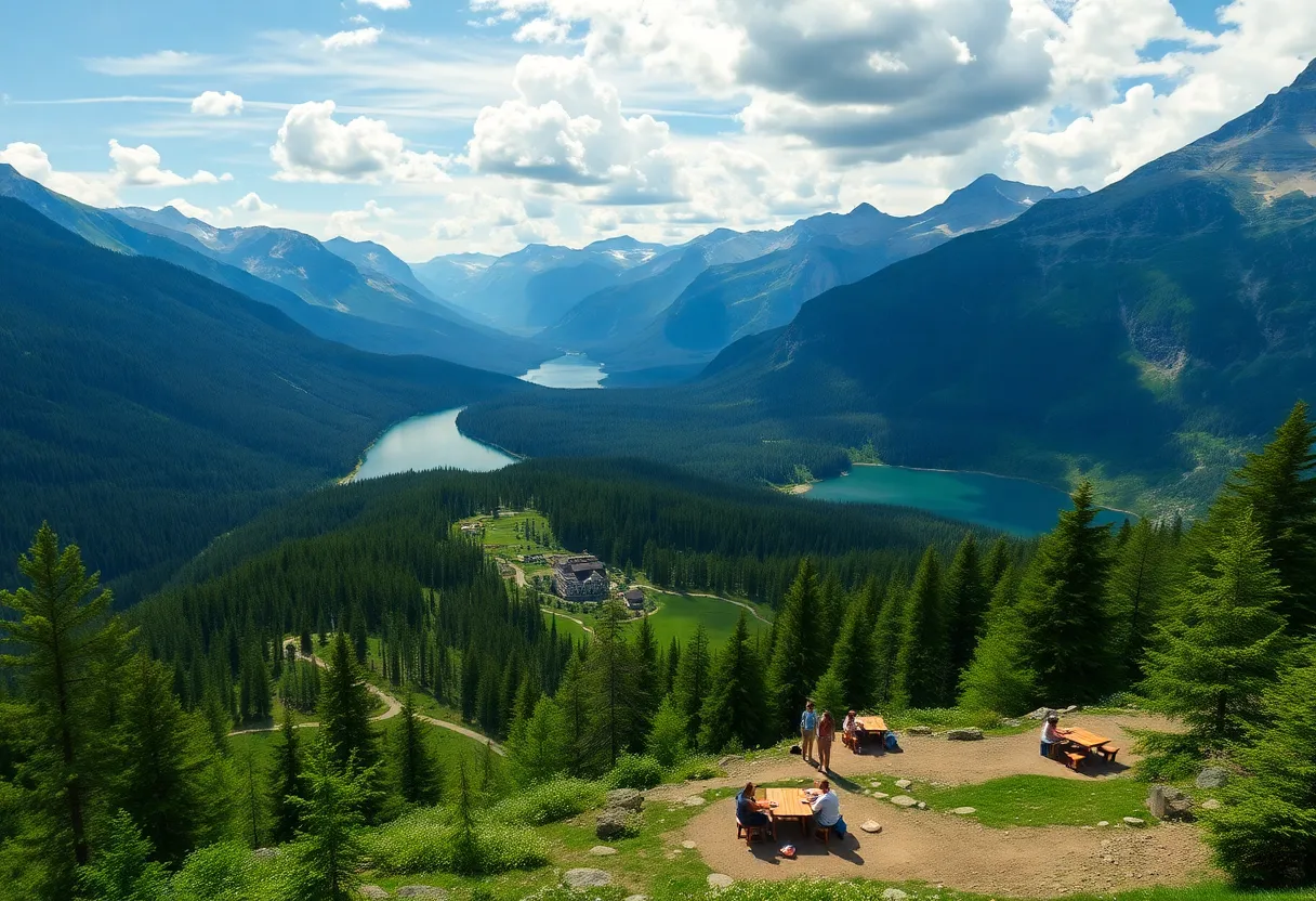 Visitors enjoying a scenic view in a national park