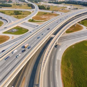 Aerial view of new ramps on Interstate 4 in Orlando