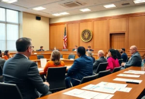 County officials discussing the suspension of the minority and women business program