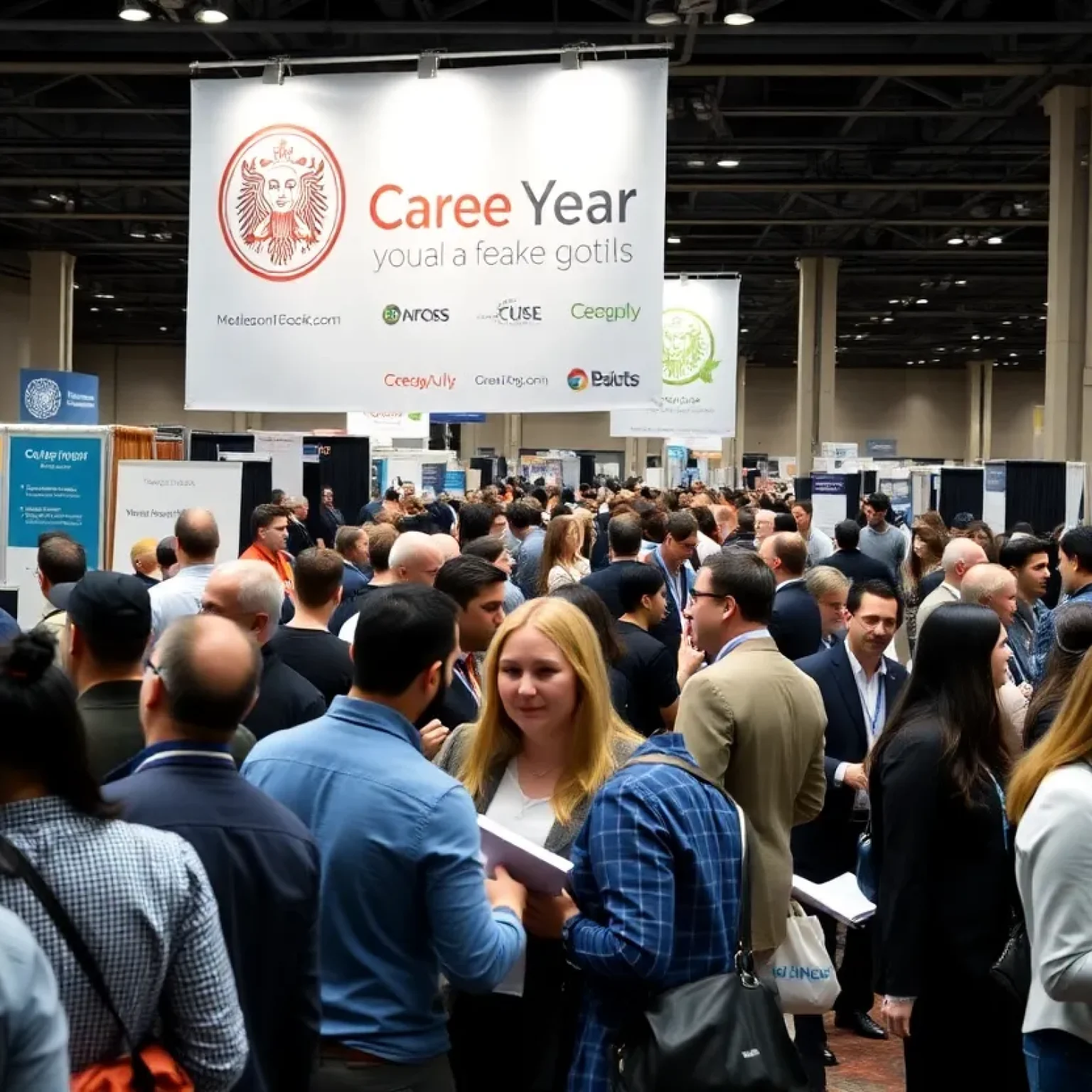 Job seekers networking at a career fair in Orlando