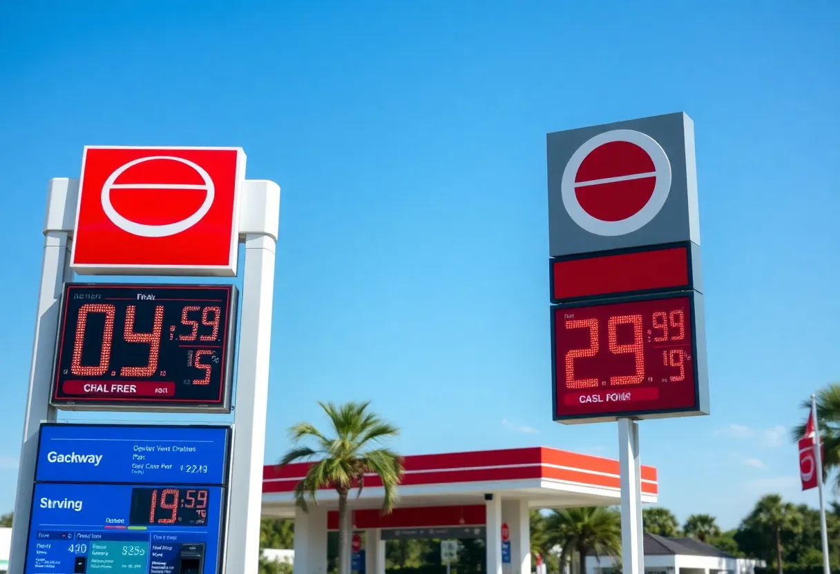 Gas prices at a station in Orlando, Florida