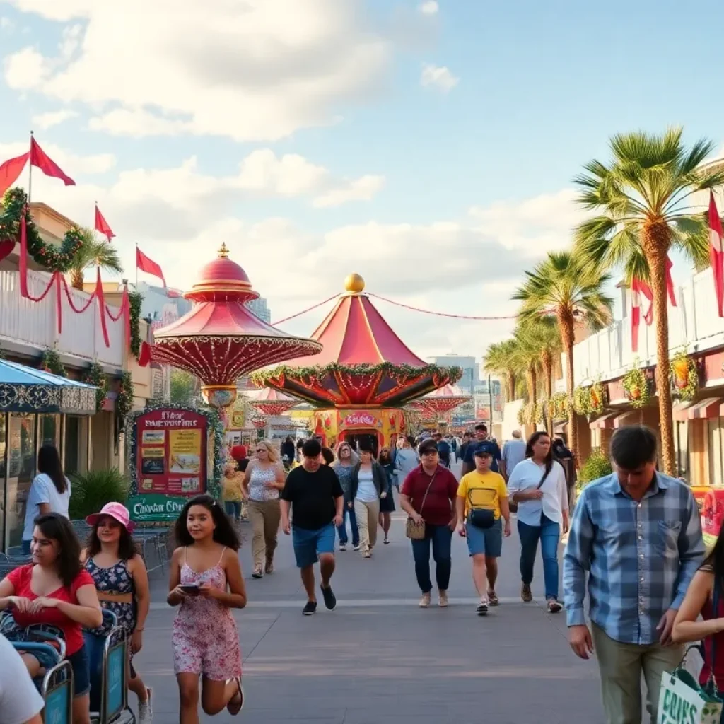 Families enjoying rides at Orlando theme park during the holiday season