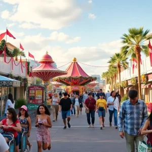 Families enjoying rides at Orlando theme park during the holiday season