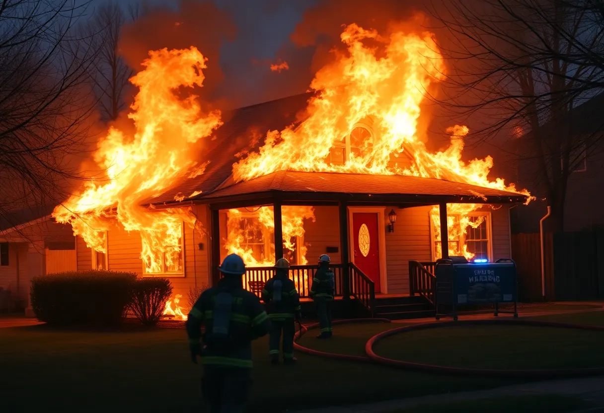 Firefighters battling a house fire in Orlando