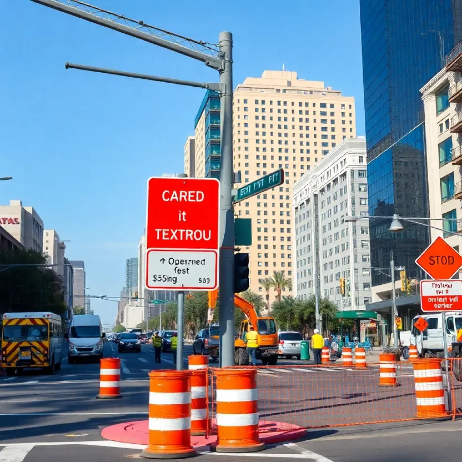 Construction workers at an intersection in Orlando