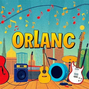 A collage representing various music genres popular in Orlando.