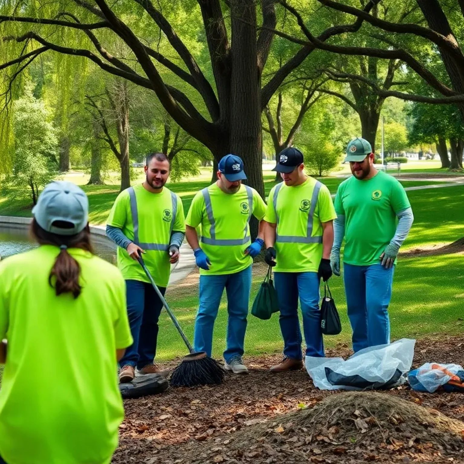 Volunteers participating in a cleanup event at Round Lake Park in Orlando, Florida.