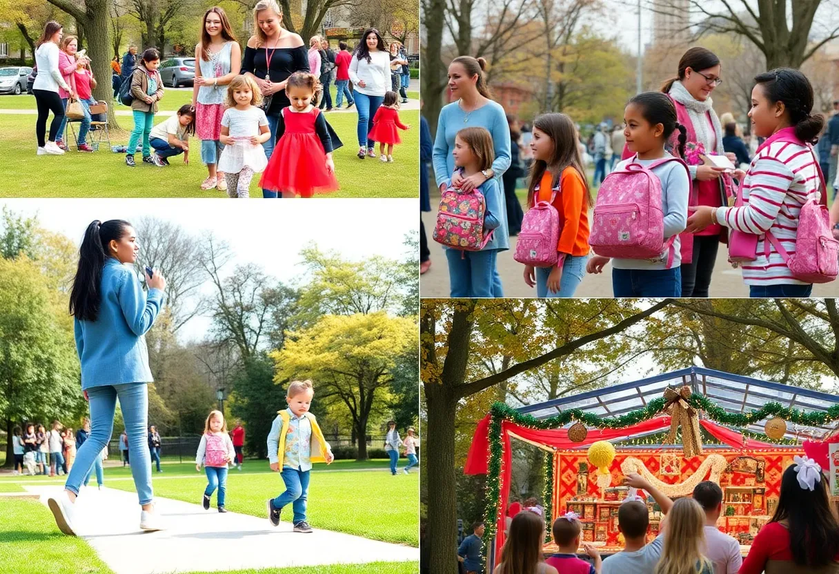 A busy outdoor event in Orlando featuring families and activities.