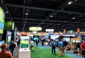 Crowd at the PGA Merchandise Show in Orlando showcasing golf merchandise
