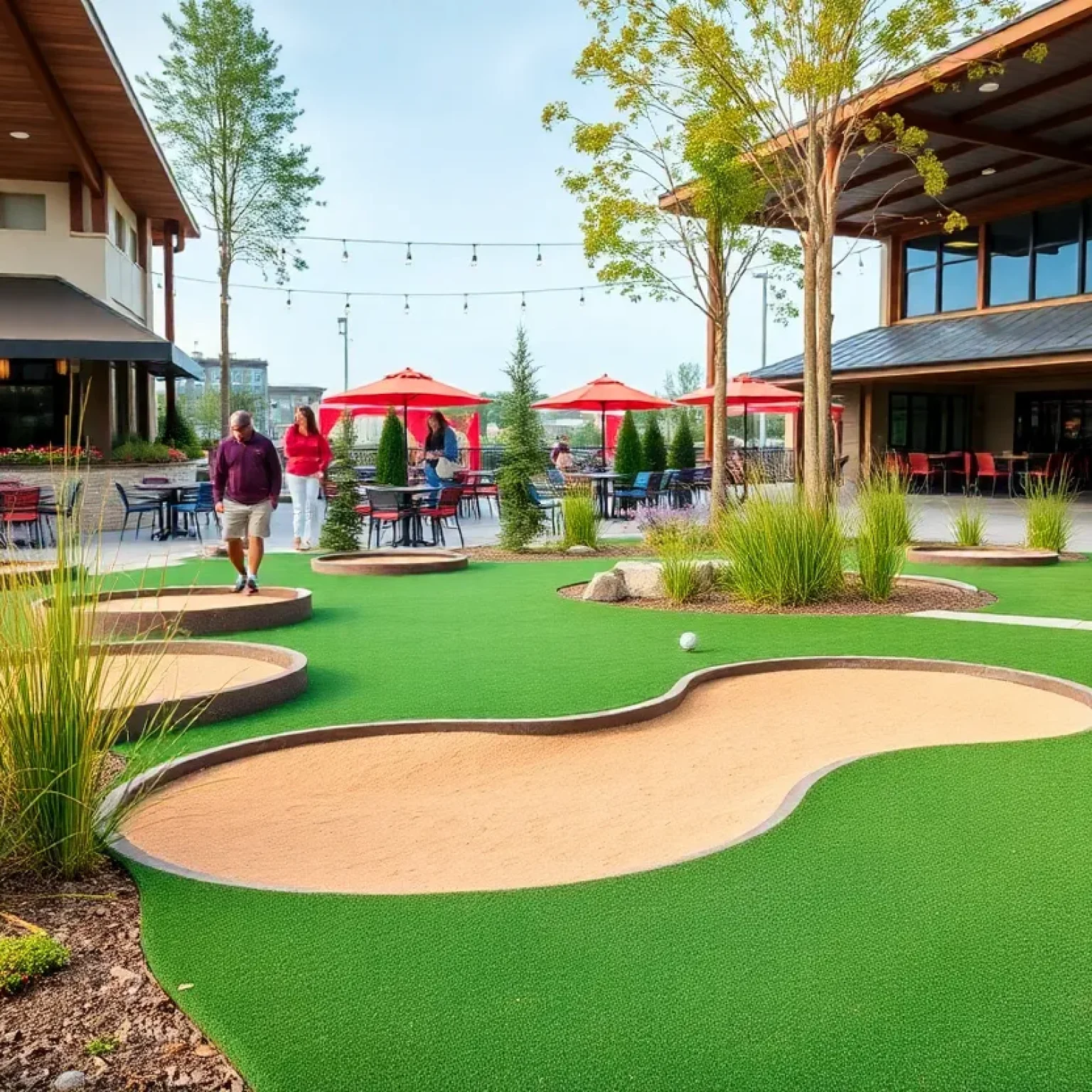 Colorful mini-golf course designed with realistic elements in Orlando.