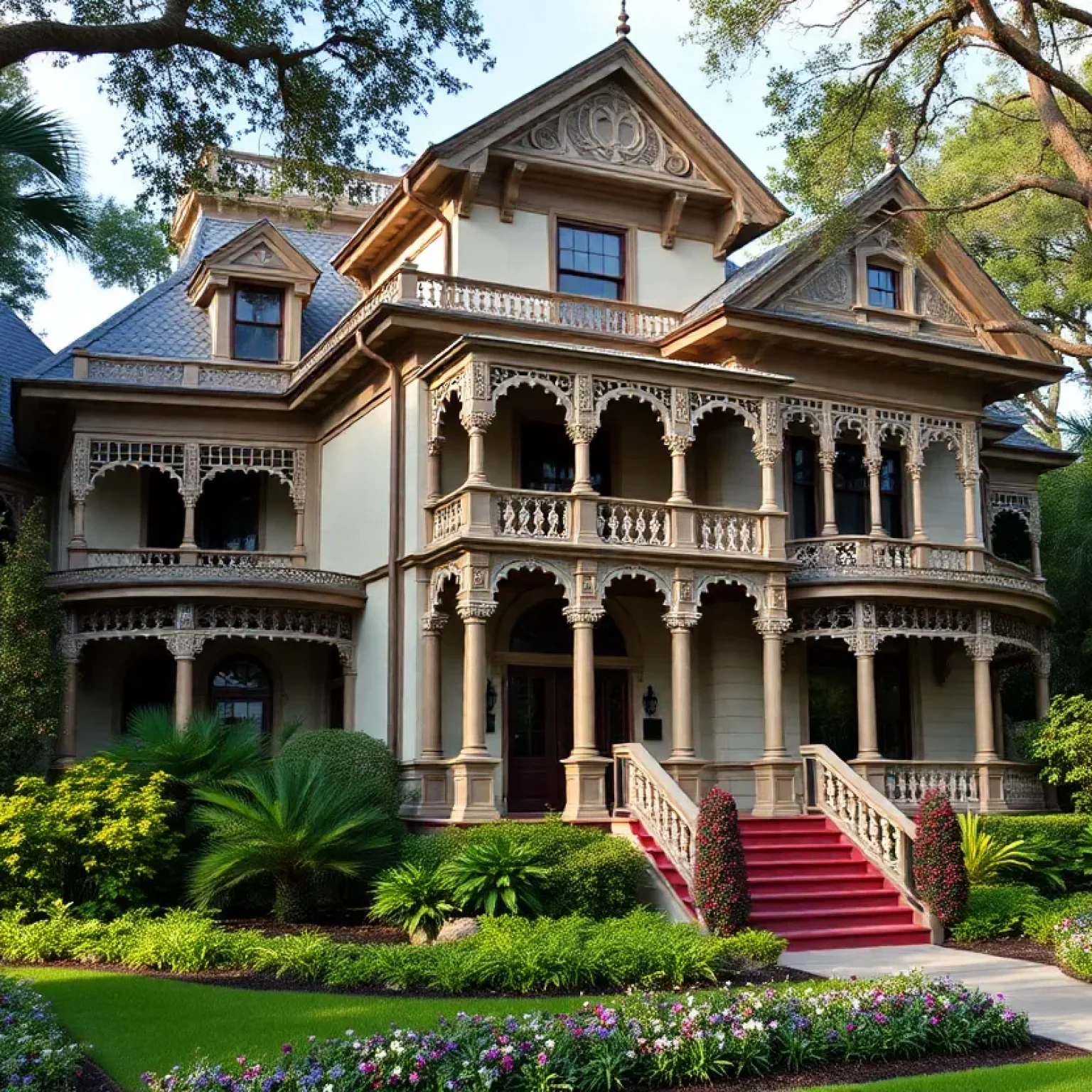 Historic Victorian home in Orlando with lush gardens.
