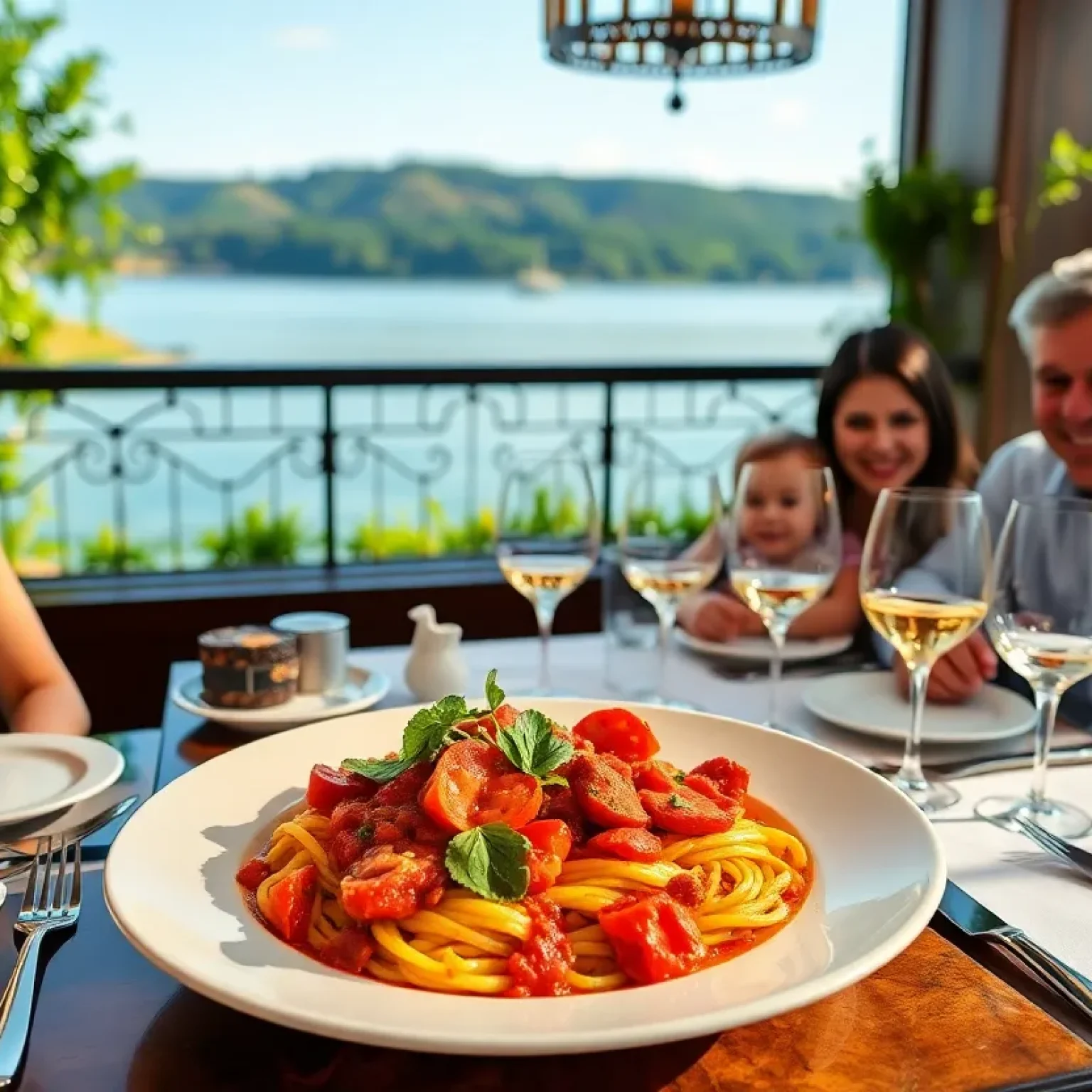 Family enjoying a meal at Ravello in Orlando