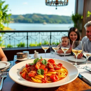 Family enjoying a meal at Ravello in Orlando