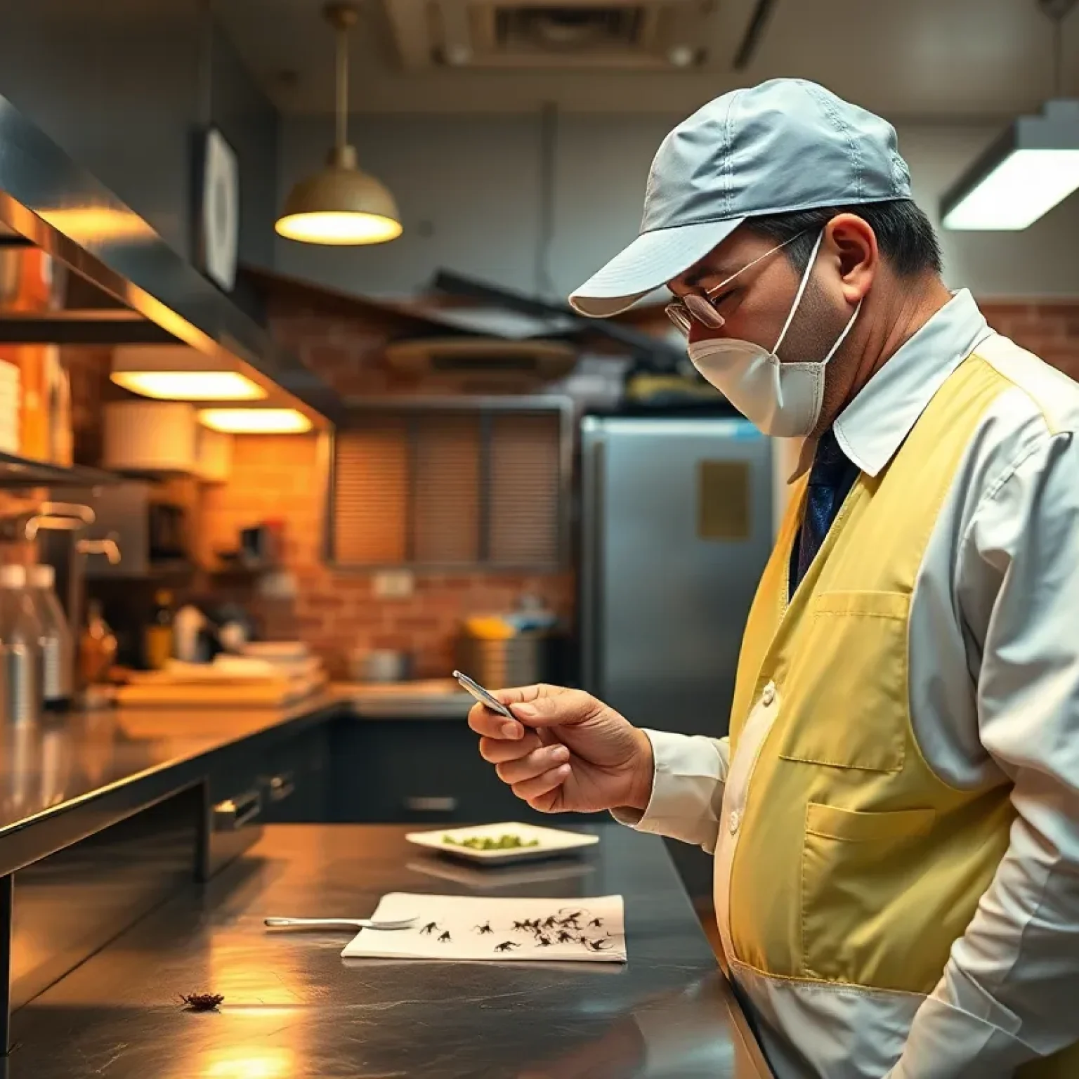 Health inspection showing violations in a restaurant kitchen