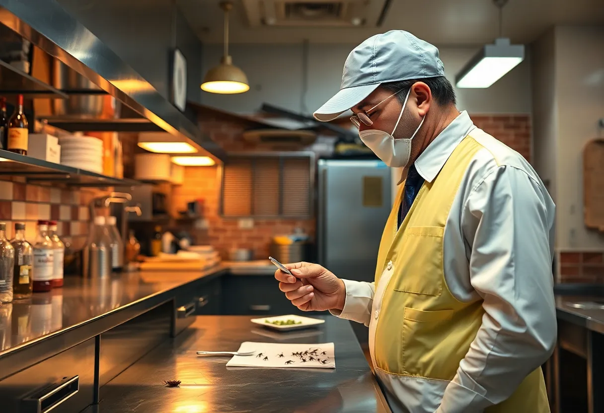 Health inspection showing violations in a restaurant kitchen