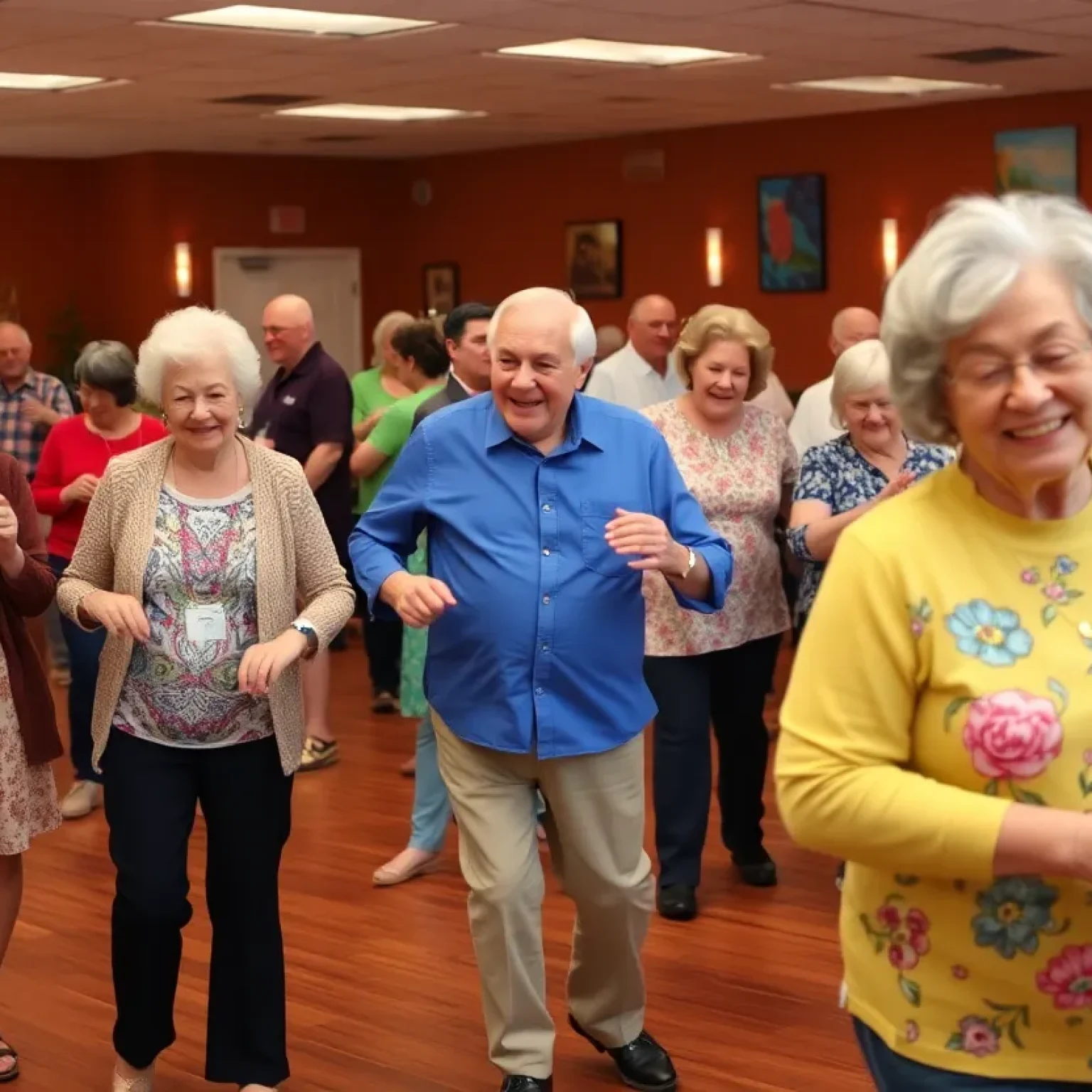 Seniors participating in activities at a community center.