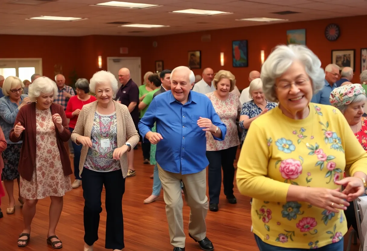 Seniors participating in activities at a community center.