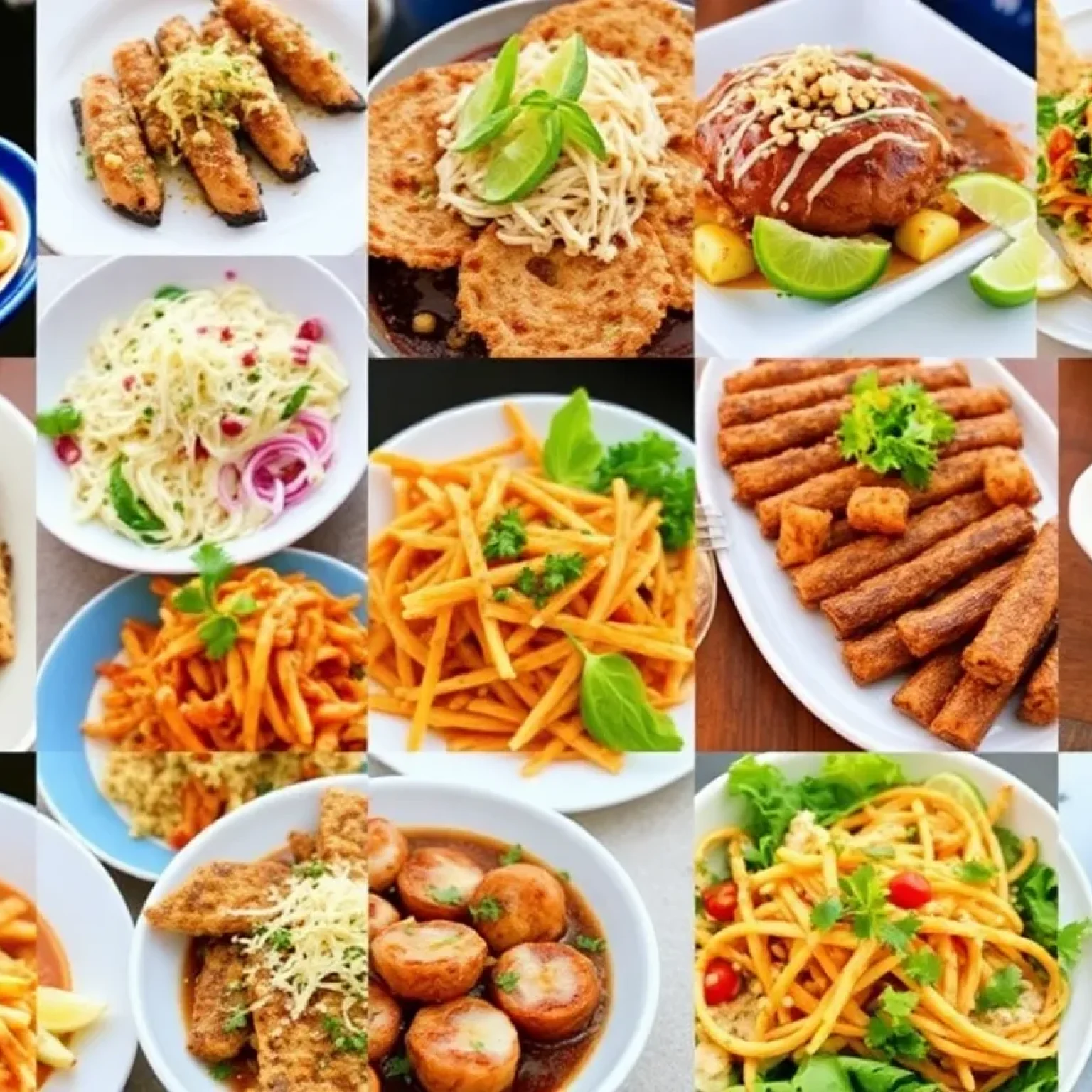 A colorful display of diverse dishes representing Orlando's culinary scene during Sip & Savor Weeks.