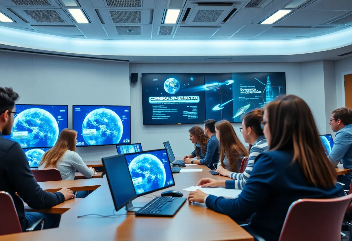 Diverse university students in an online Space MBA class