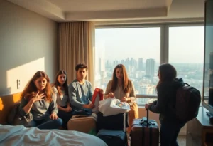 UCF students preparing to evacuate from Israel in a hotel room