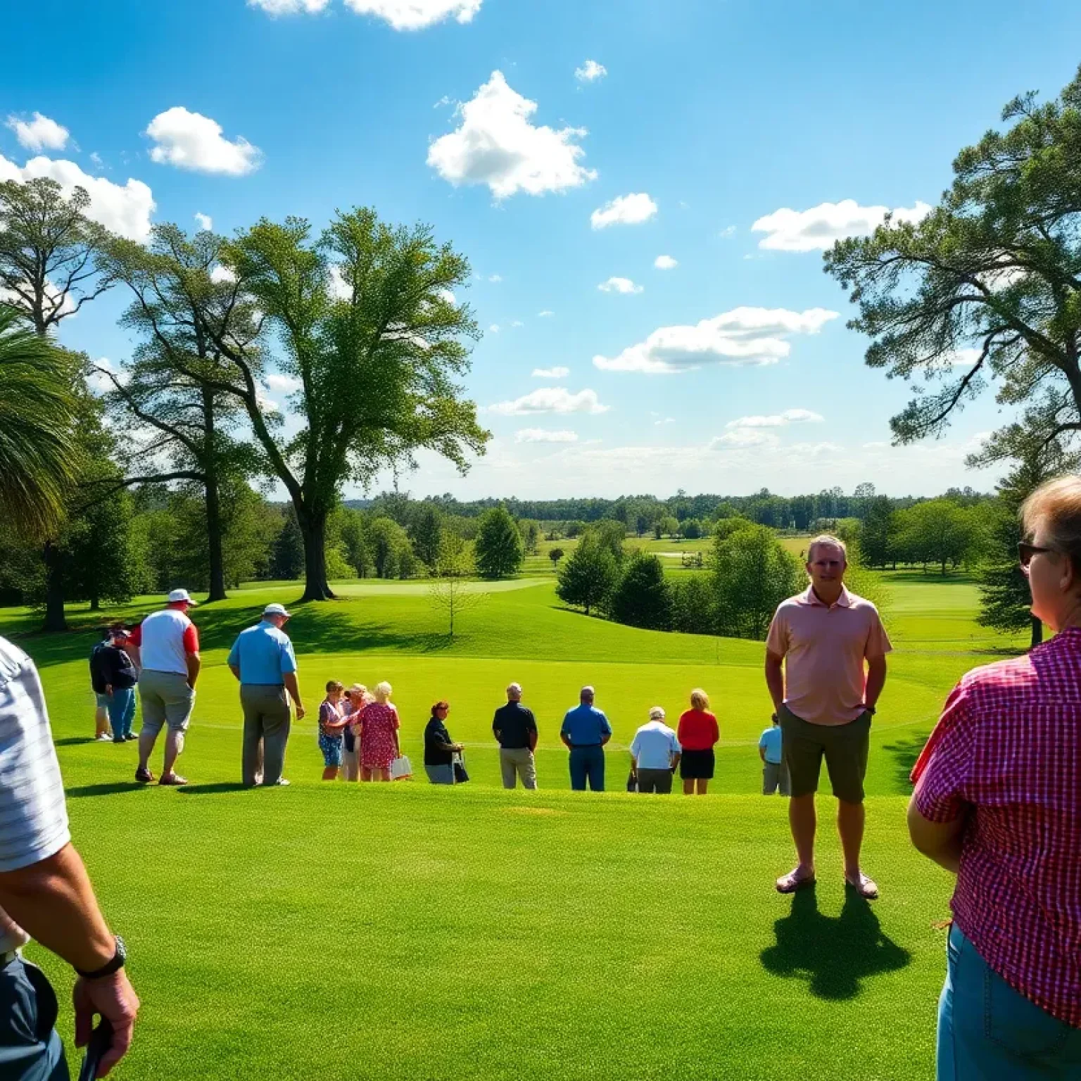 Golfers participating in a Windermere tournament at a beautiful golf course.