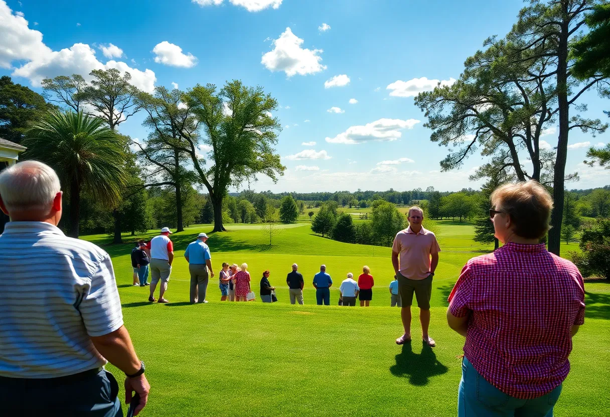 Golfers participating in a Windermere tournament at a beautiful golf course.