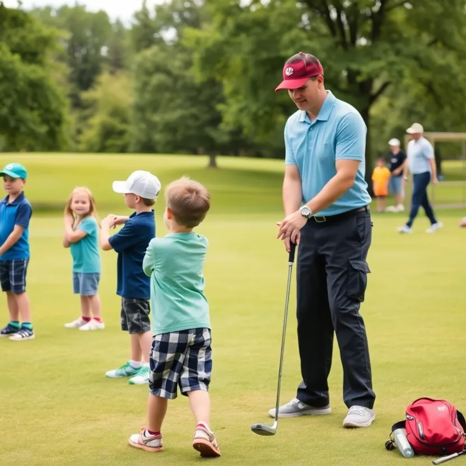 Children participating in a youth golf clinic at Paerdegat Park