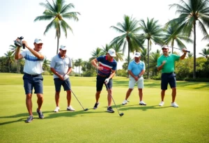Benjamin School golf team practicing on a golf course