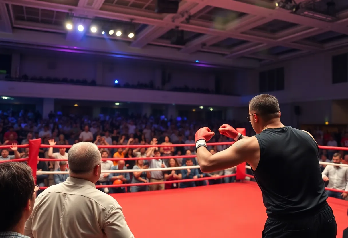 Audience cheering during a boxing match at Caribe Royale Resort
