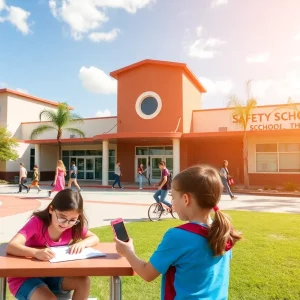 Students and safety features at a Central Florida school